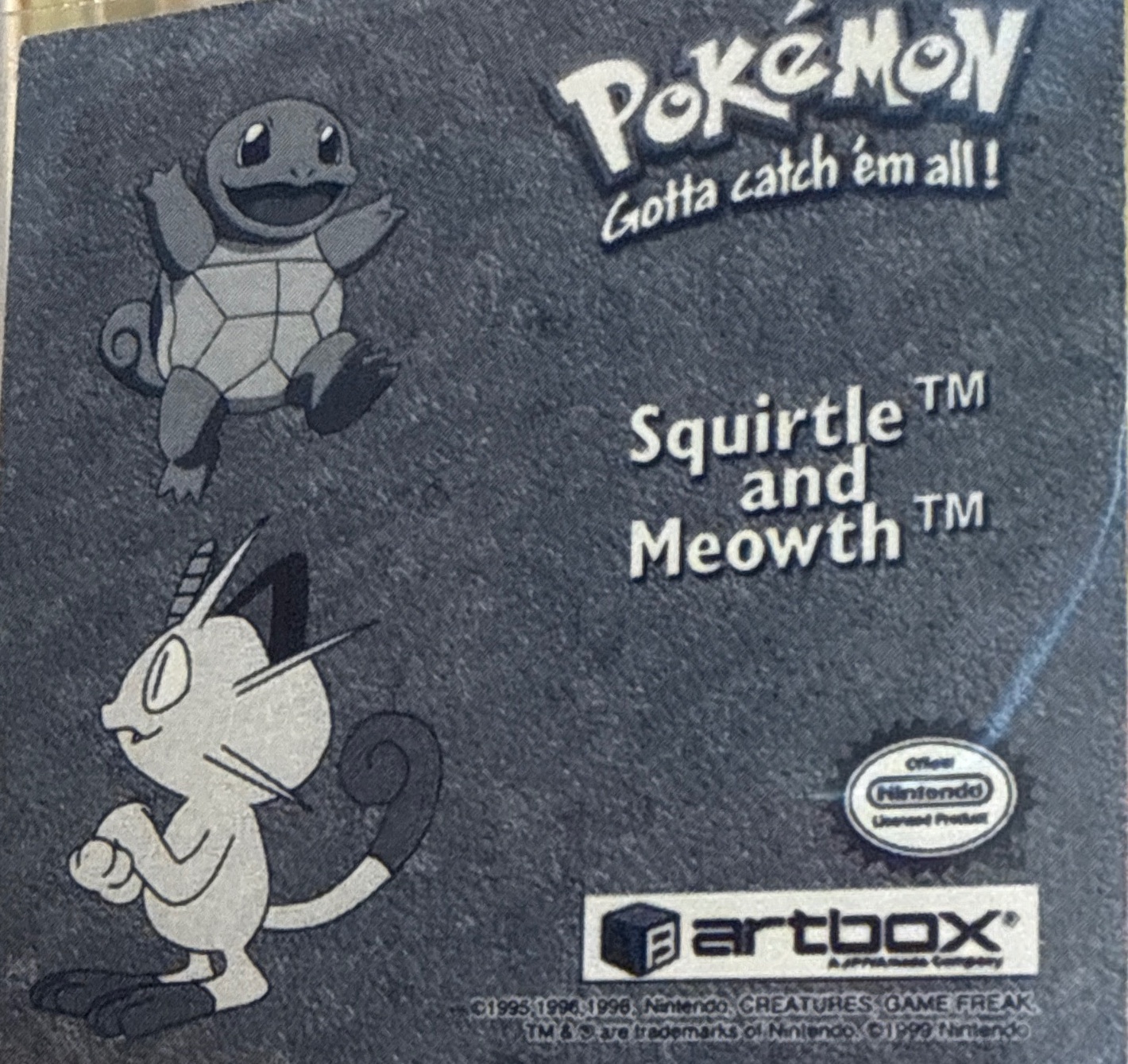 Squirtle sticker #Pr08, Artbox (USA) Pokémon Artbox Stickers (1999), Prism, back